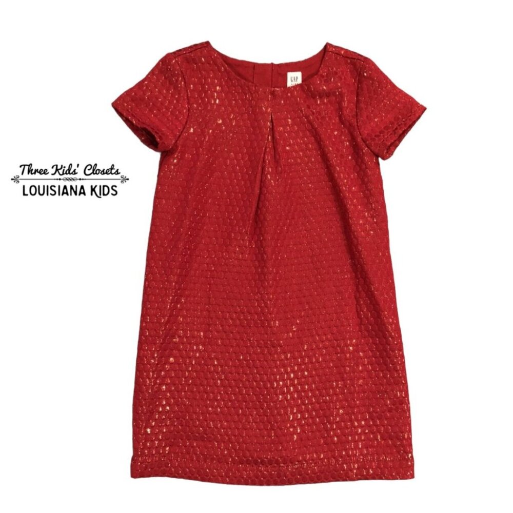 Gap Kids Sz M Red Metallic Sparkly Shift Dress
